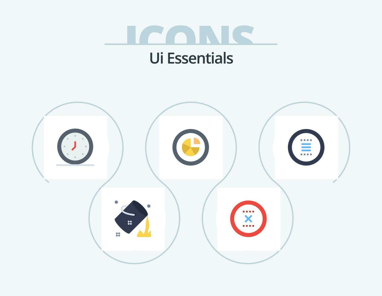 ui das Wesentliche eben Symbol Pack 5 Symbol Design. Diagramm. Analytik. löschen. Timer. Uhr vektor