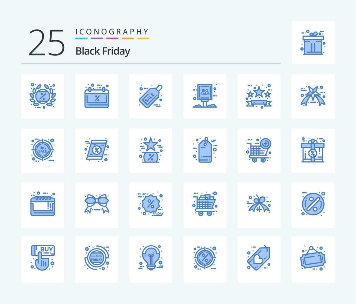 svart fredag 25 blå Färg ikon packa Inklusive svart fredag. stor försäljning. schema försäljning. stor försäljning. biljett försäljning vektor