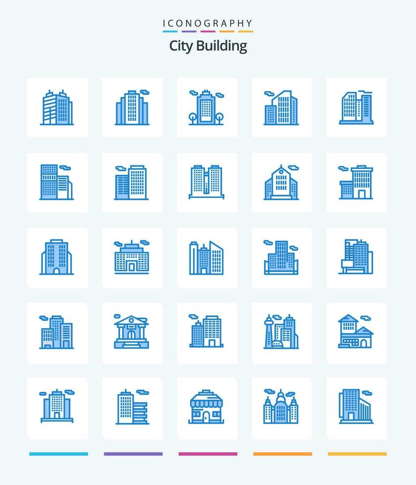 kreativ stad byggnad 25 blå ikon packa sådan som arbete. kontor. egendom. byggnad. byggnad vektor