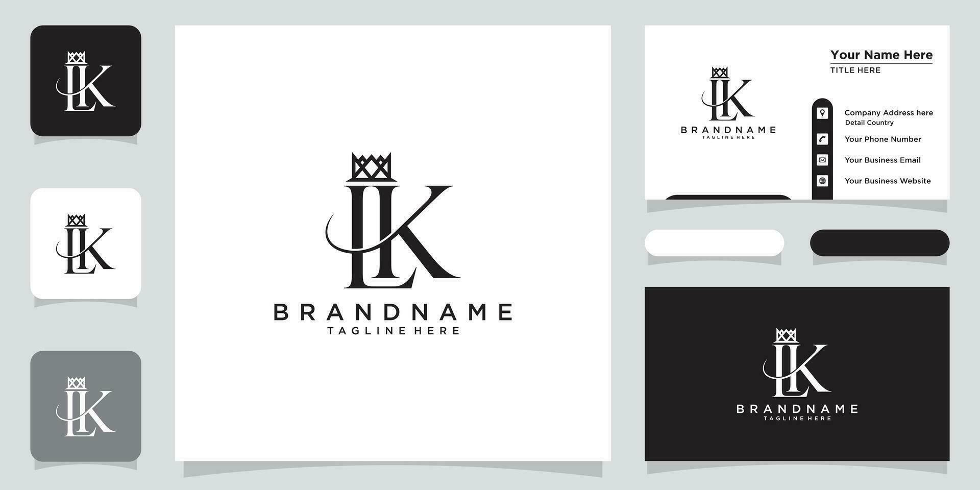 första brev lk logotyp design mall med företag kort design premie vektor