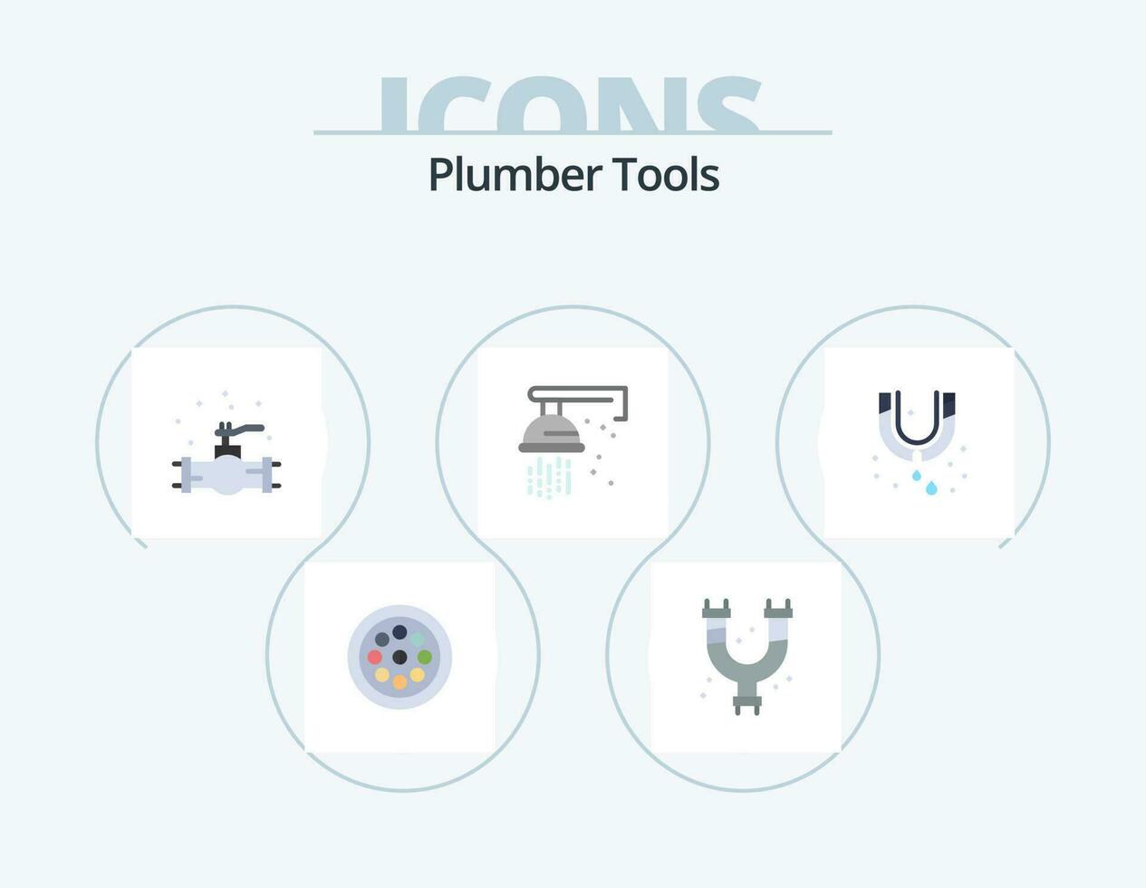 rörmokare platt ikon packa 5 ikon design. mekanisk. dusch. mekanisk. VVS. mekanisk vektor