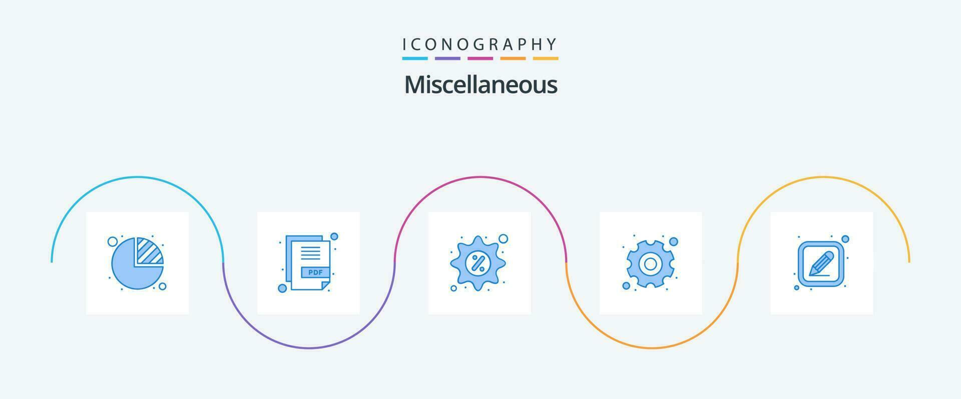 diverse blå 5 ikon packa Inklusive penna. rabatt. uppstart. redskap vektor