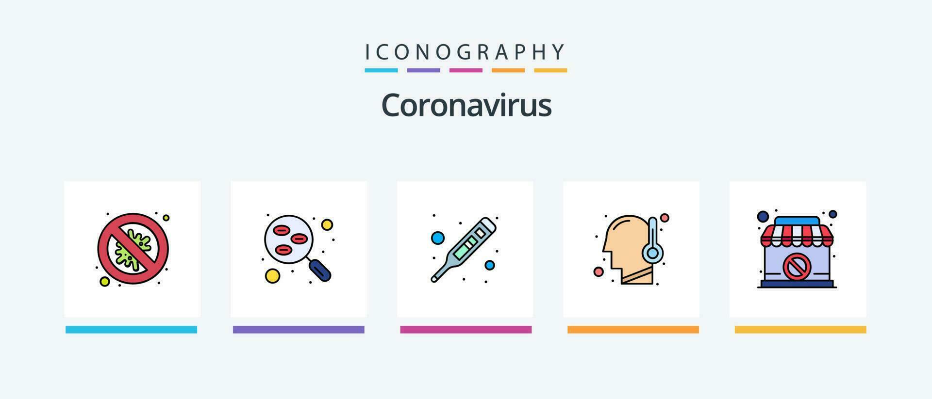 Coronavirus Linie gefüllt 5 Symbol Pack einschließlich verboten. Reise. Träger. Übertragung. Infektion. kreativ Symbole Design vektor