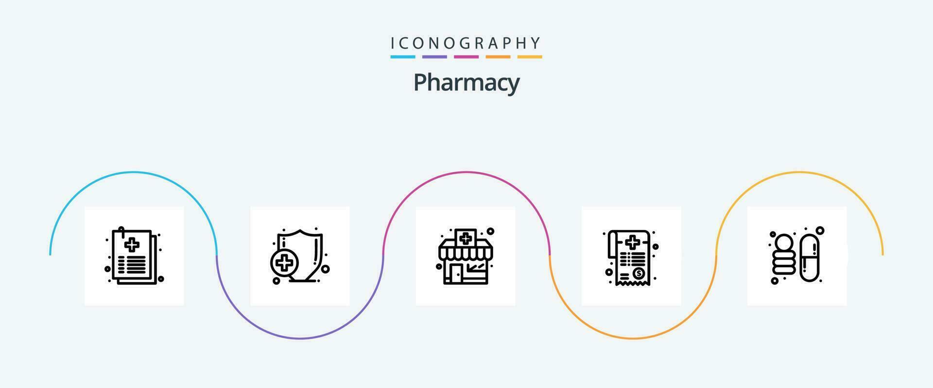 Apotheke Linie 5 Symbol Pack einschließlich . Wissenschaft. Drogerie. Apotheke. medizinisch Rechnung vektor