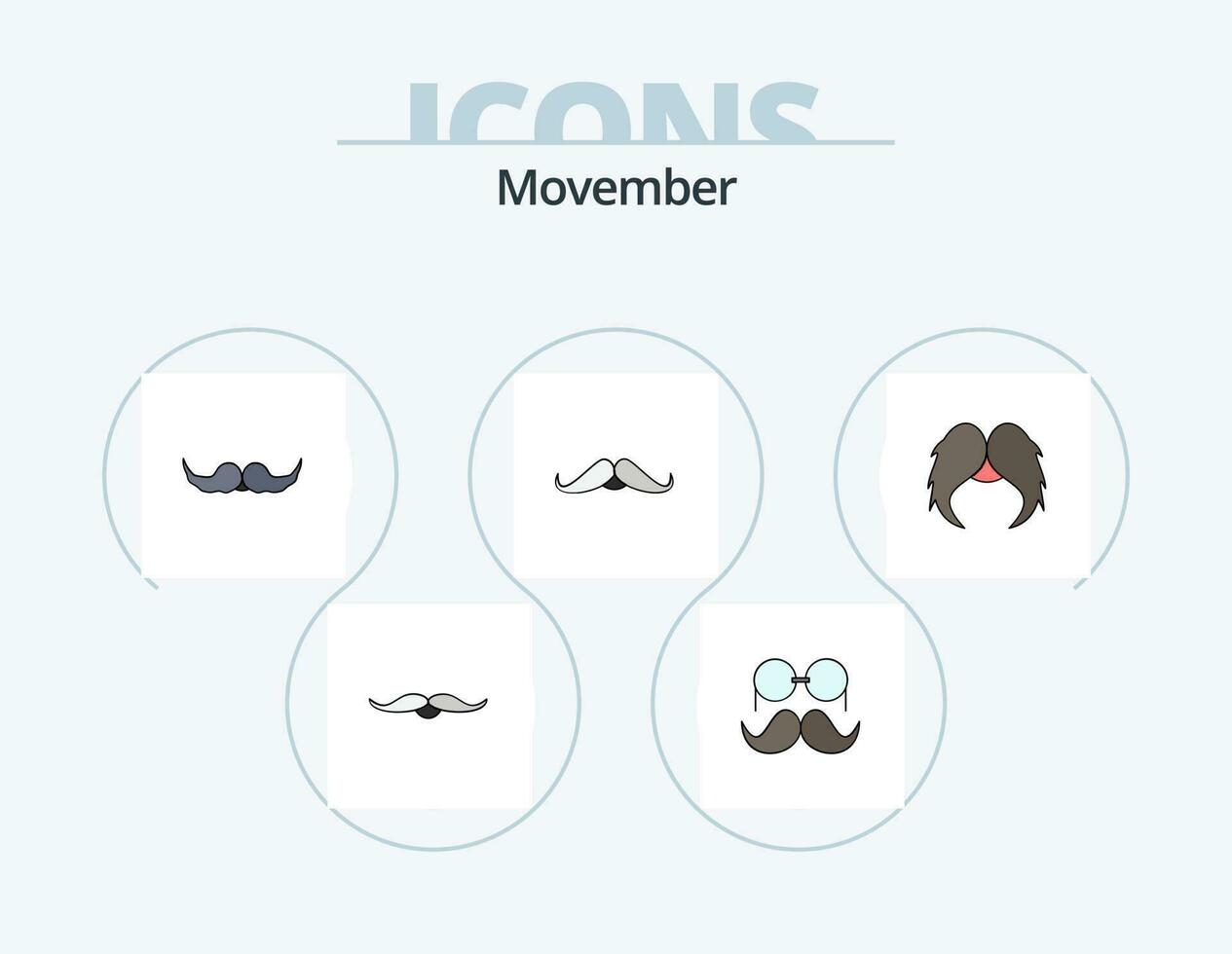 Movember platt ikon packa 5 ikon design. . glasögon. vektor