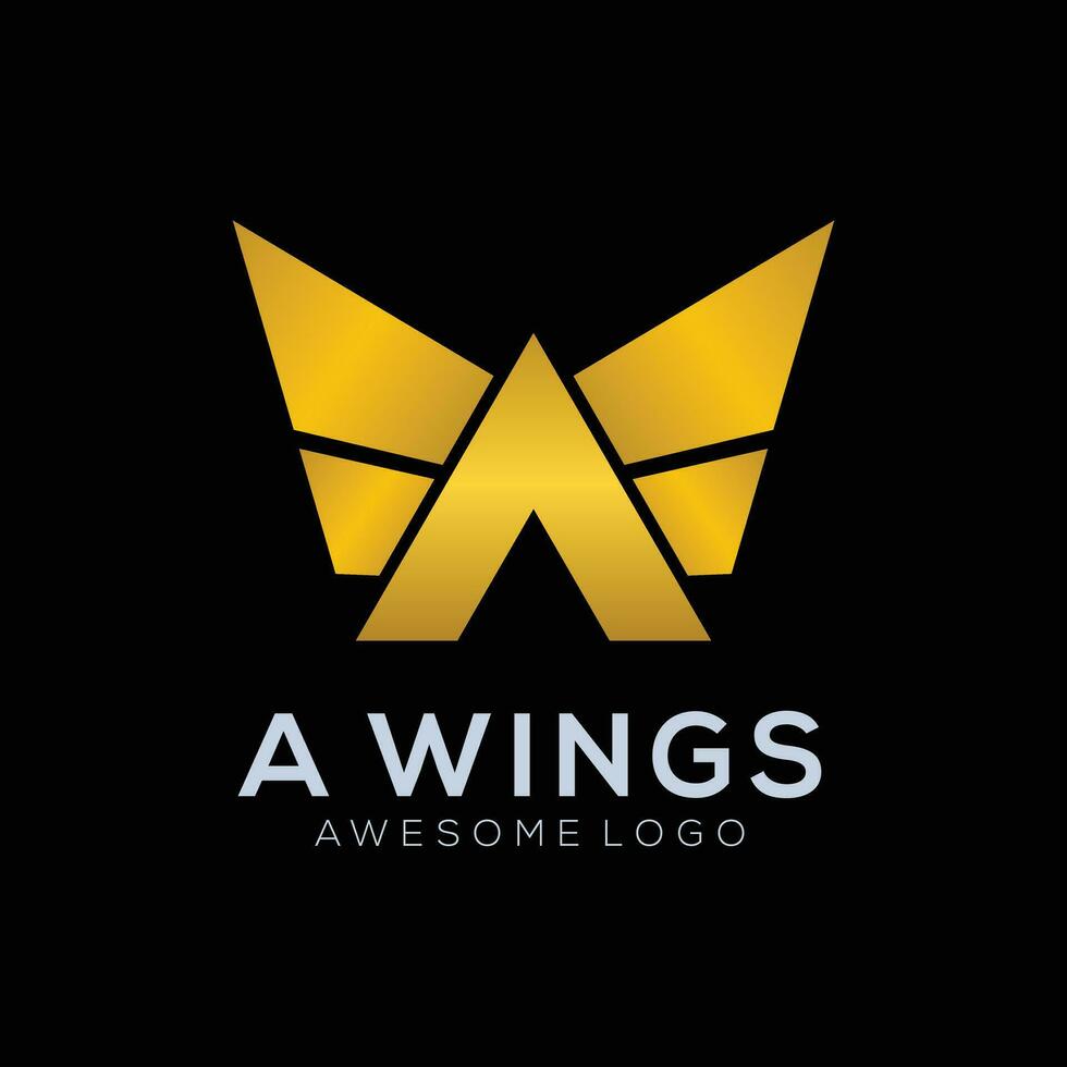 lyx brev en vingar logotyp mall i guld Färg vektor