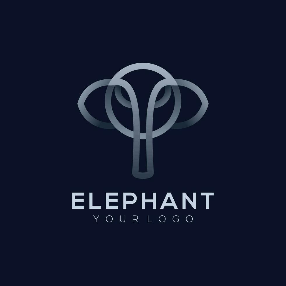 Vektor Logo Illustration Elefant Silber Linie Kunst Stil