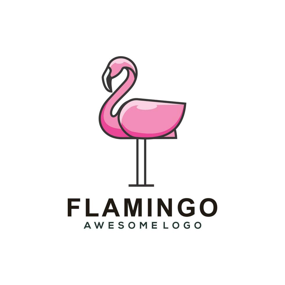 vektor logotyp illustration flamingo enkel maskot stil