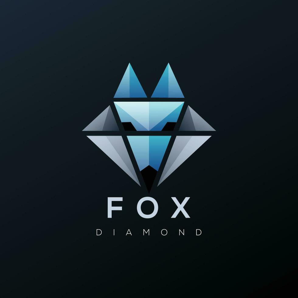 logotyp illustration räv diamant lutning färgrik stil vektor