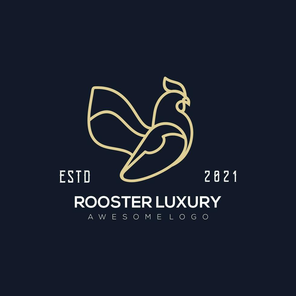 Luxus Hahn Linie Logo Illustration Gold Farbe zum das Unternehmen vektor
