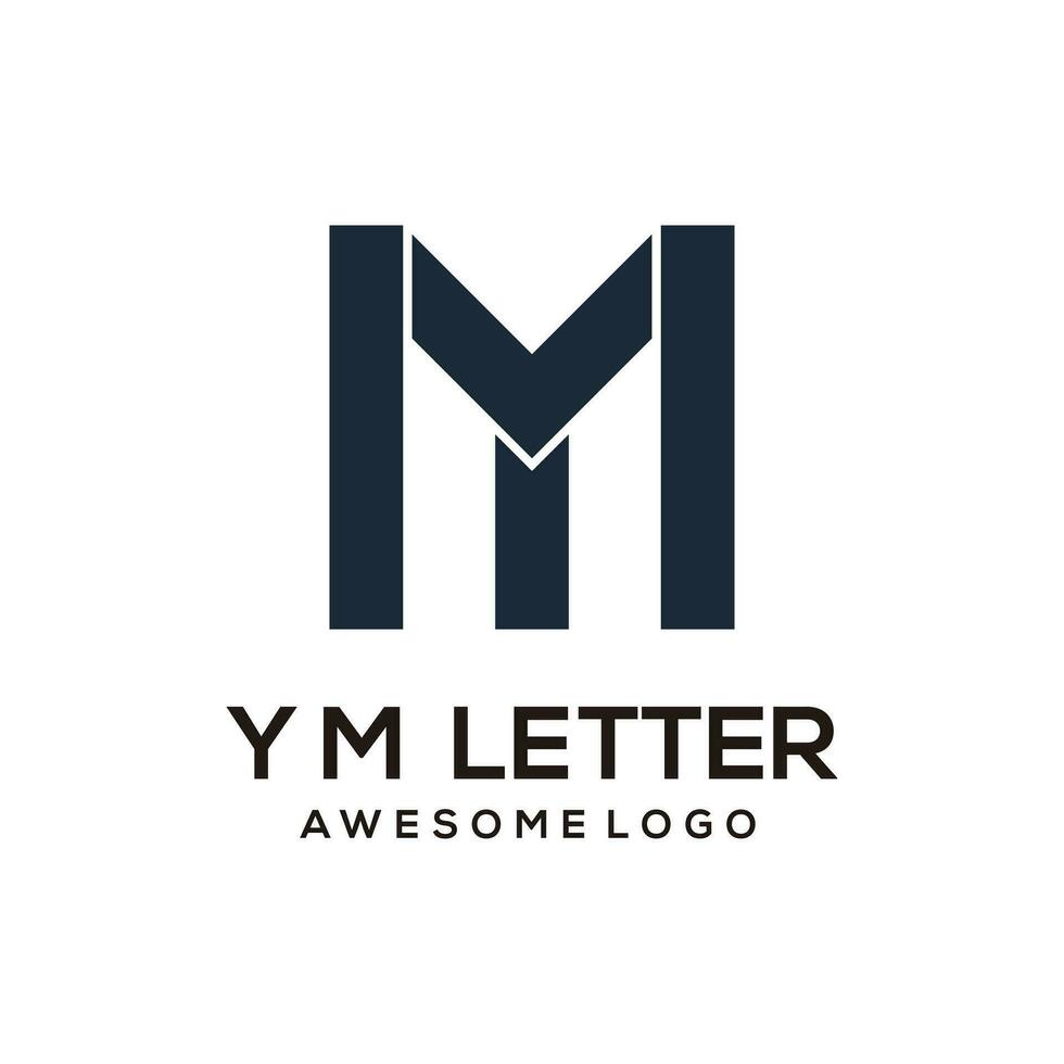 brev y m abstrakt logotyp design silhuett vektor