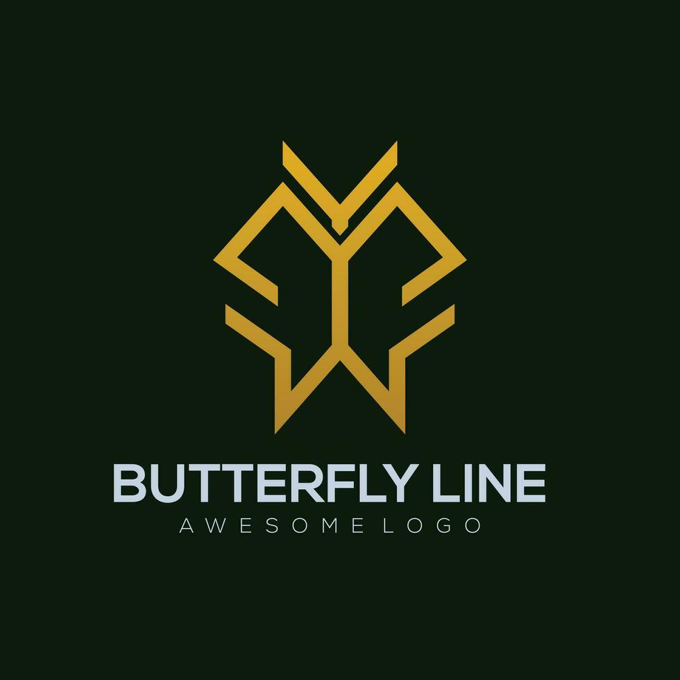 Schmetterling Linie Logo Luxus Gold Farbe vektor