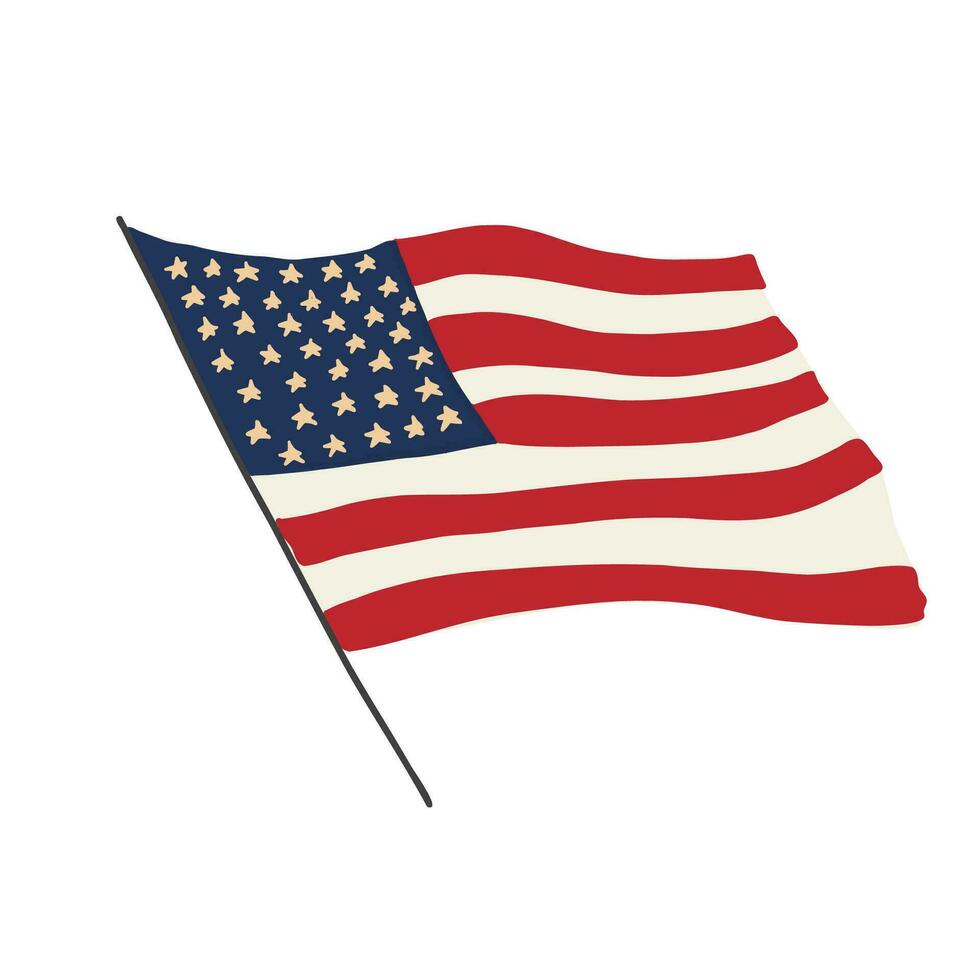 de 4:e av juli vektor illustration med amerikan flagga.