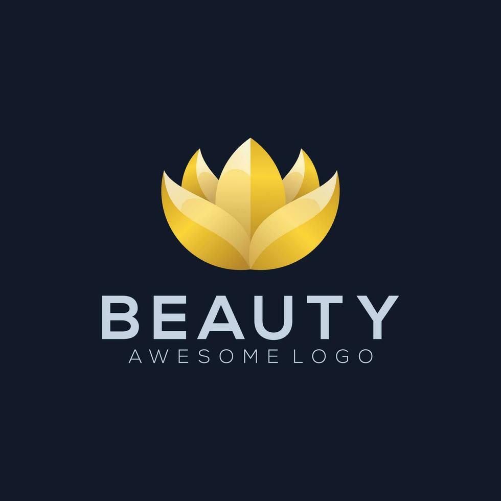 Luxus Lotus Logo Illustration Gold Farbe vektor