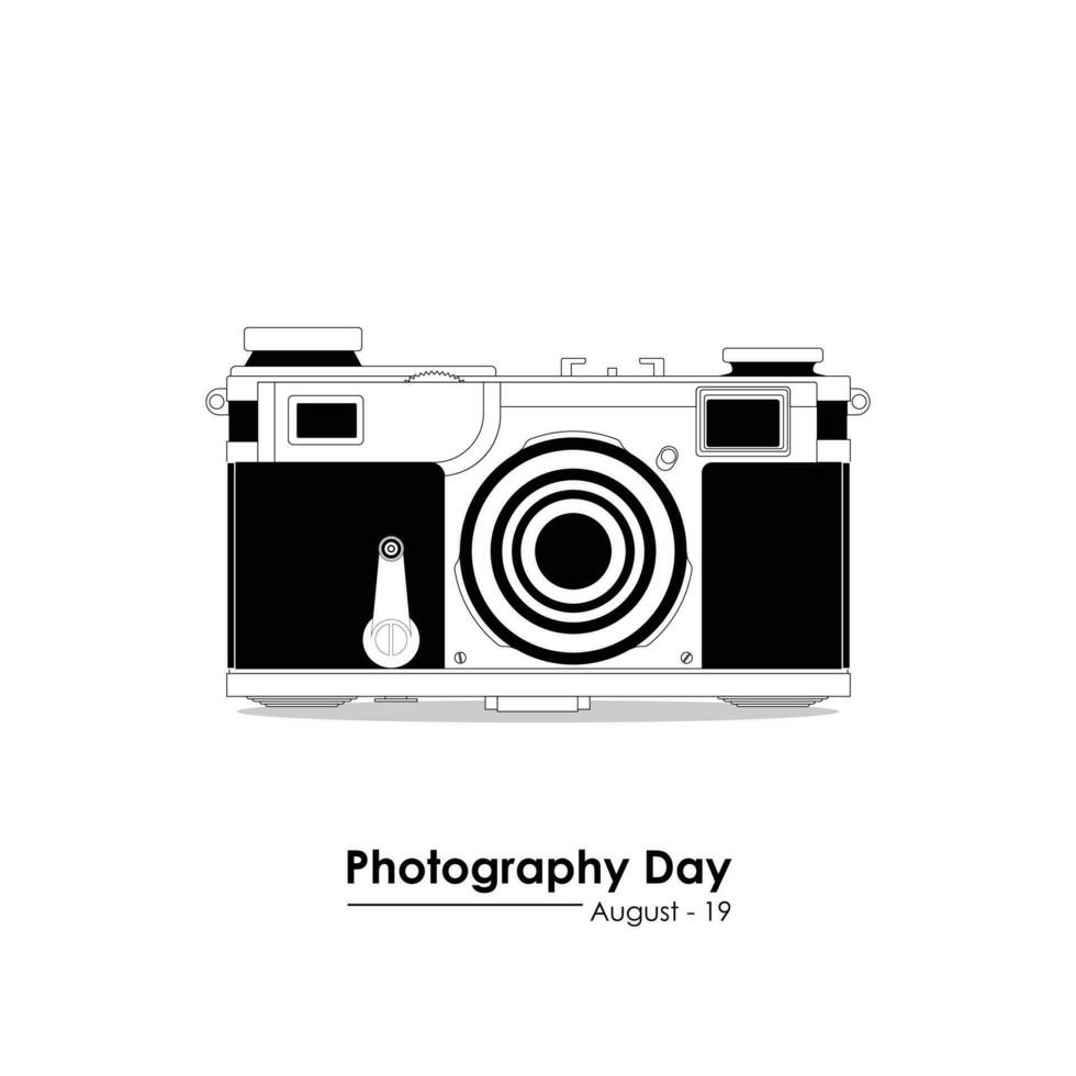 analog kamera vektor illustration i vit bakgrund för värld fotografi dag mall