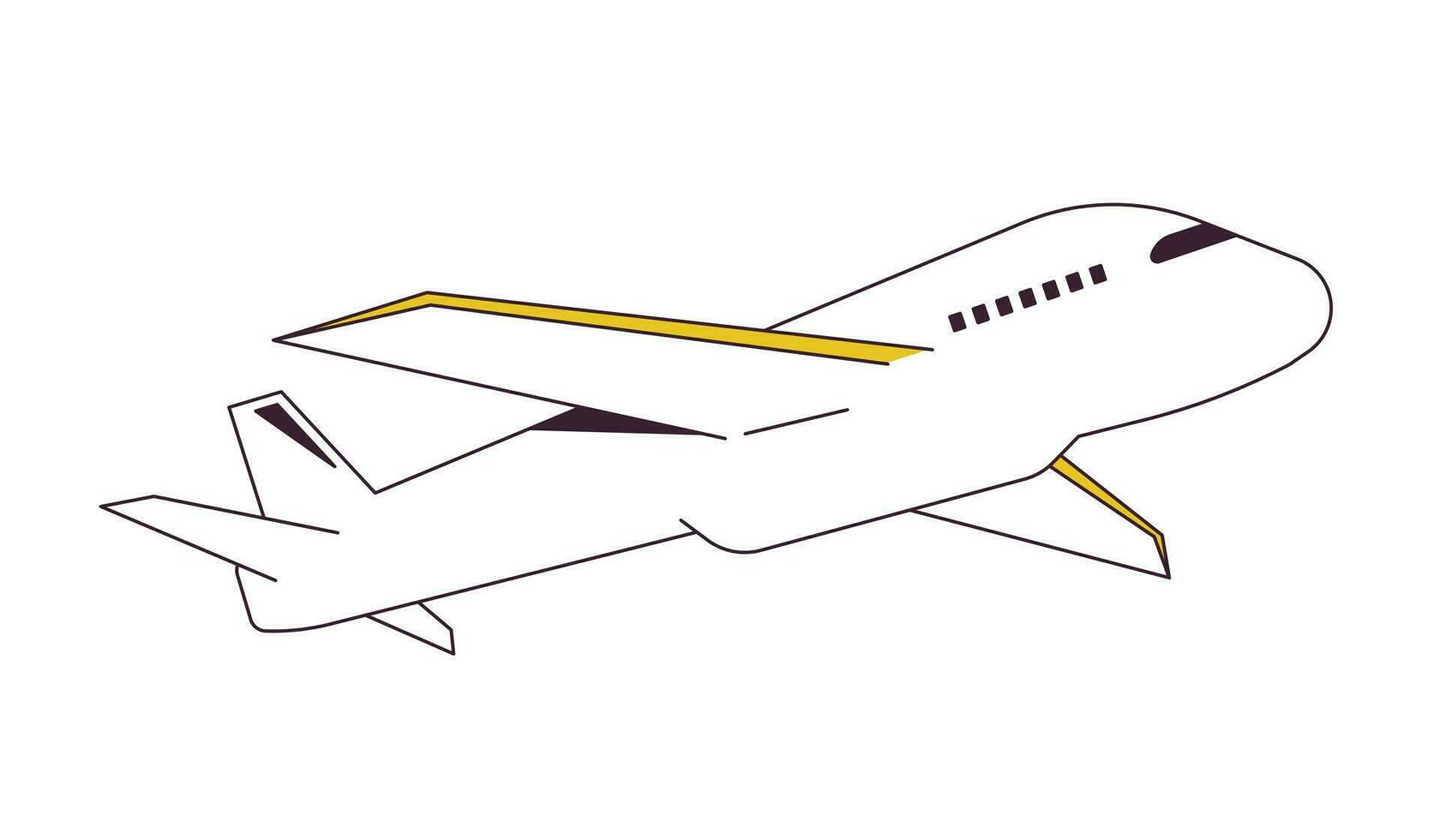 flygplan flygande platt linje Färg isolerat vektor objekt. passagerare plan flyg. luft resa. redigerbar klämma konst bild på vit bakgrund. enkel översikt tecknad serie fläck illustration för webb design