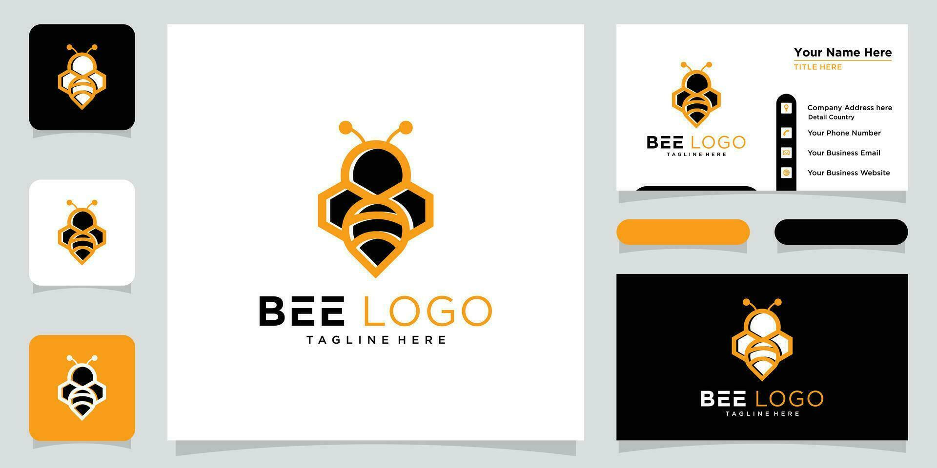 Biene Logo Design mit Luxus Gold Farbe. Biene Logo Vorlage. modern Design. eben Logo. Vektor Illustration