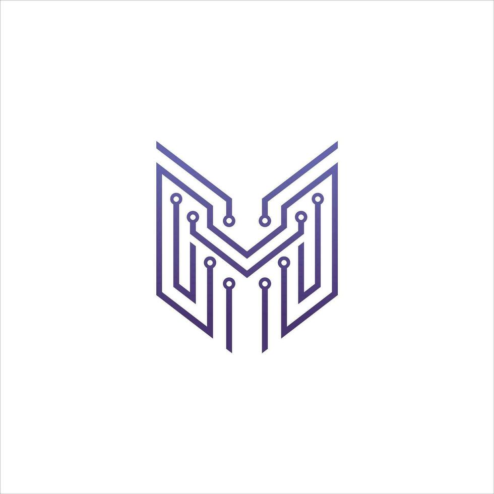 Logo Design Vorlage zum Brief m Technologie vektor
