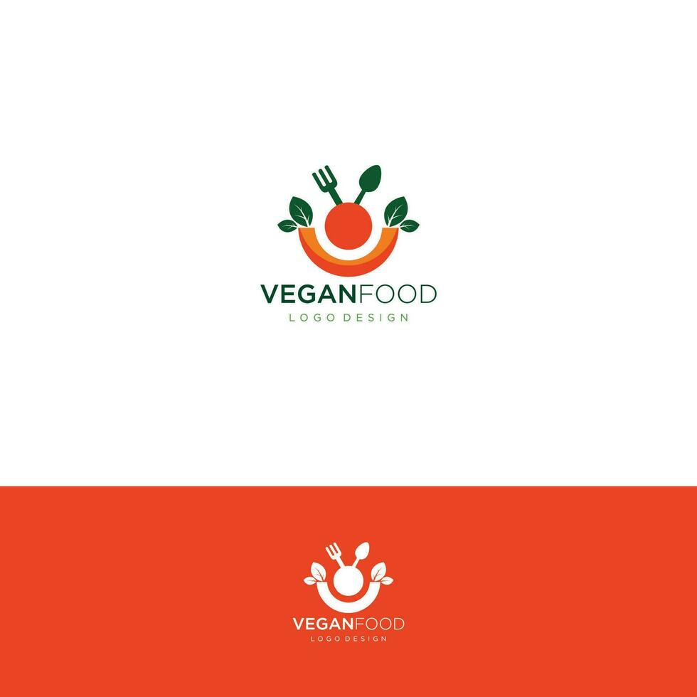 vegan Essen Restaurant Logo Vektor Vorlage Kunst