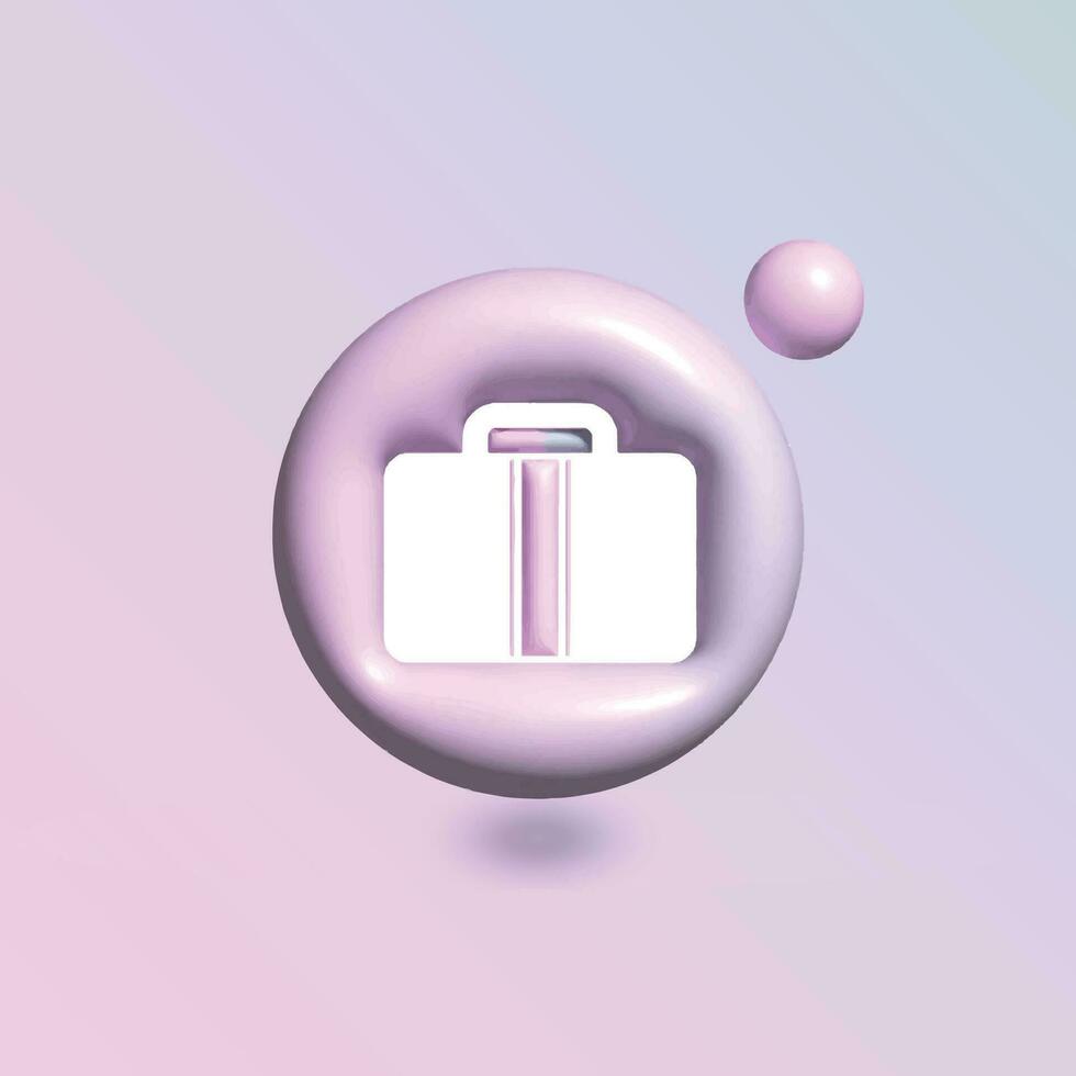 Tasche Symbol mit im Kreis hell Pastell- Farbe im 3d Stil realistisch Vektor Kunst