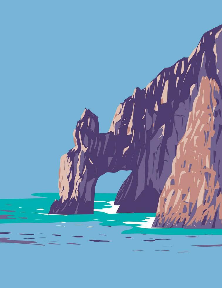 el arco oder das Bogen von cabo san lucas im Mexiko wpa Kunst Deko Poster vektor