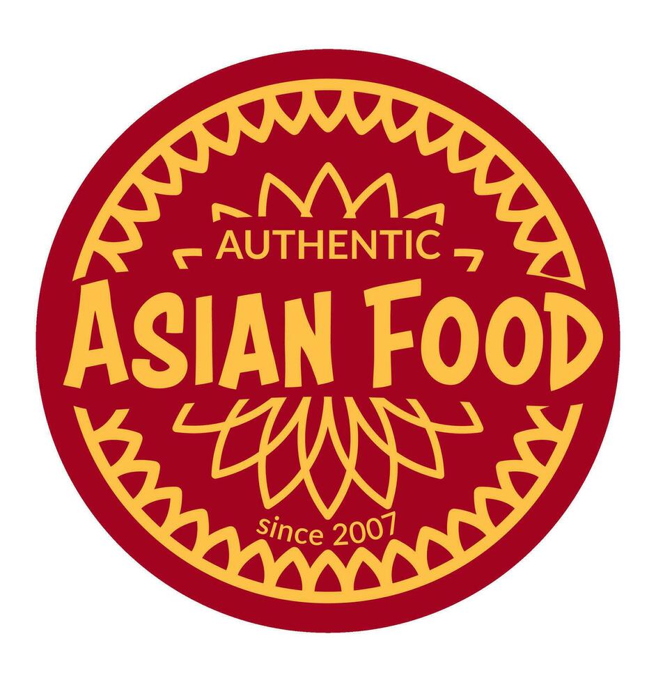 authentisch asiatisch Essen, lecker Mahlzeit seit 2007 Vektor