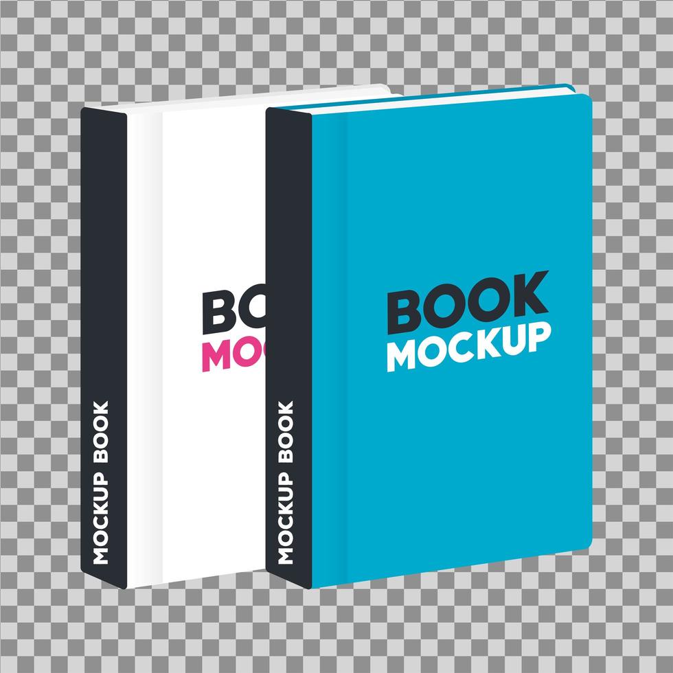 Corporate Identity Branding-Mockup, Mockup mit Büchern mit Cover in weißer und blauer Farbe vektor