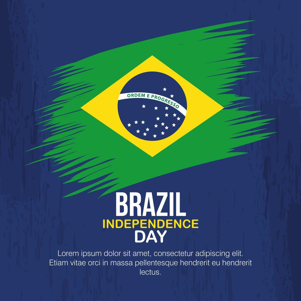 banner för Brasilien oberoende firande, med ikoner flagga emblem dekoration vektor