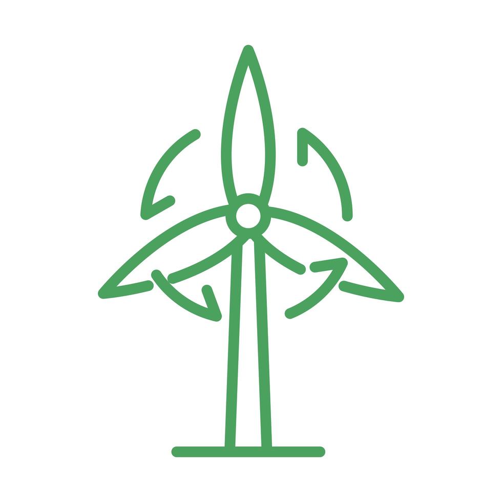 organische natürliche eolische Energie Windturbine erneuerbarer grüner Linienstil vektor