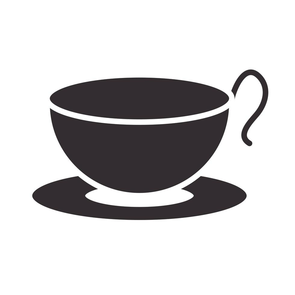 Koch Kaffeetasse auf Teller Küchengerät Silhouette Stilikone vektor