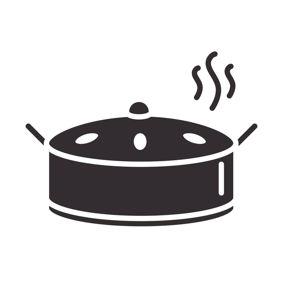 Koch Kochen Pfanne Essen heißes Utensil Silhouette Stil Symbol vektor