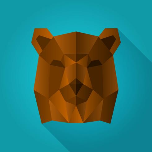 Platt Geometrisk Enkel Grizzly Bear Shape Animal Vector Illustration