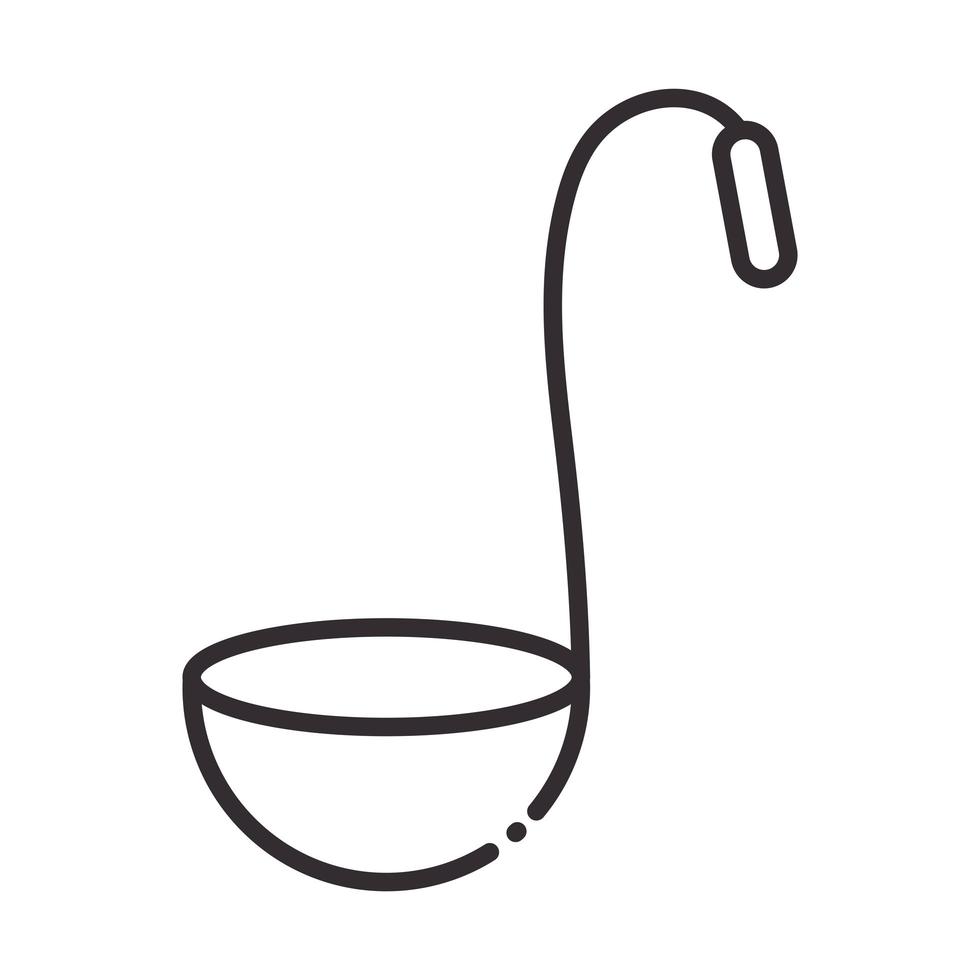 Küchenchef-Schöpfkelle Küchenutensilien-Linie-Stil-Symbol vektor