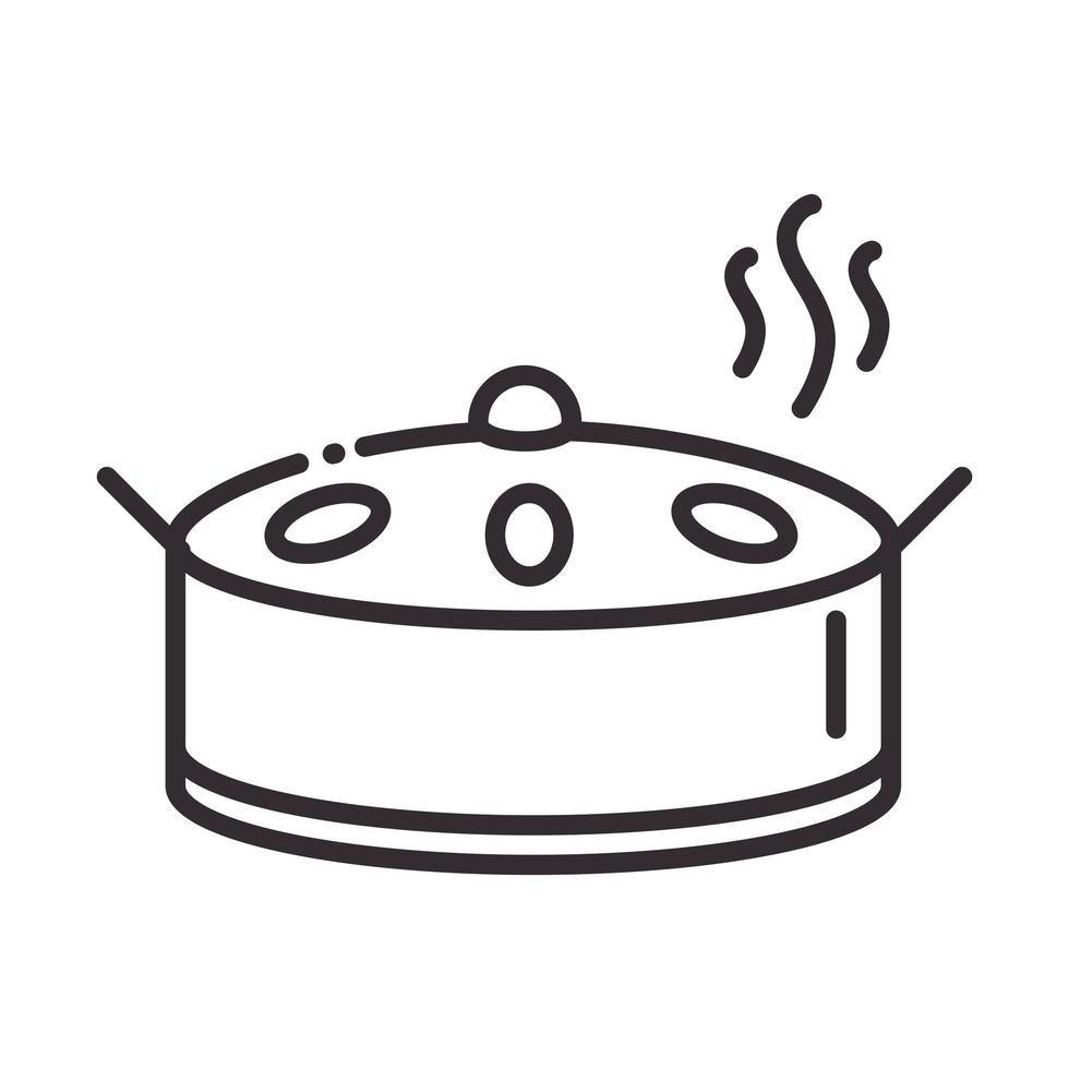 Koch kochen Pfanne Essen heißes Utensil Linienstil-Symbol vektor