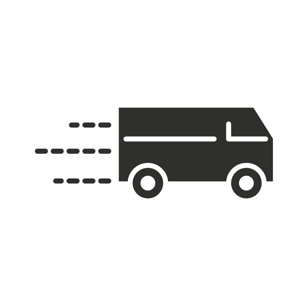 snabb leverans van bil transport silhuett ikon vektor