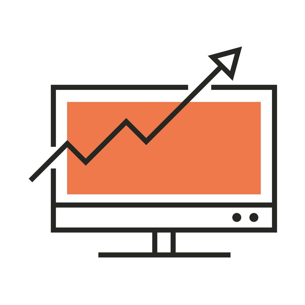 Website für digitales Marketing, wachsende Strategielinie und Füllung vektor