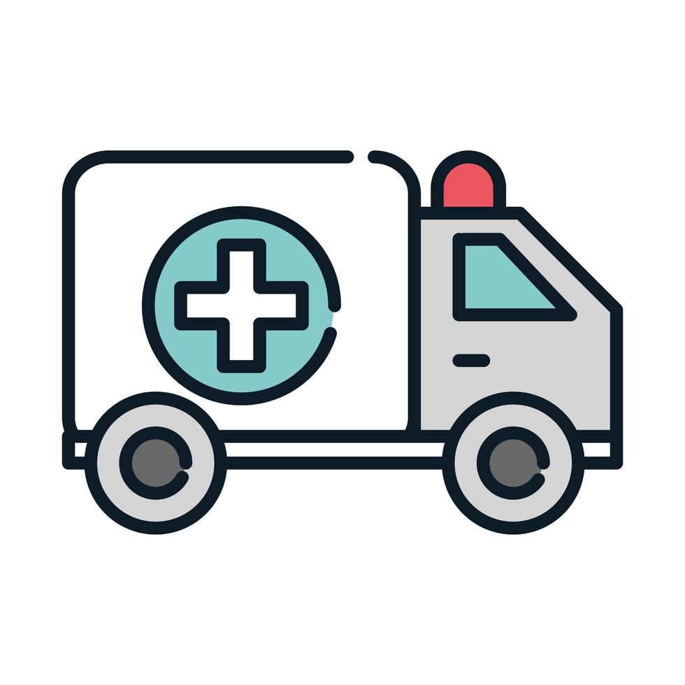 Gesundheitswesen medizinischer Transport Krankenwagen Notfalllinie und füllen vektor