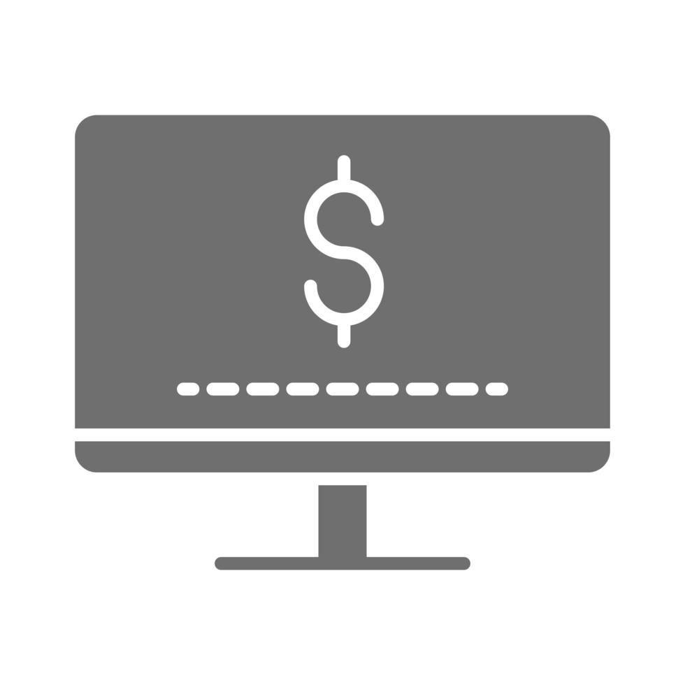 shopping online dator transaktion e-handel i silhuett stil ikon vektor