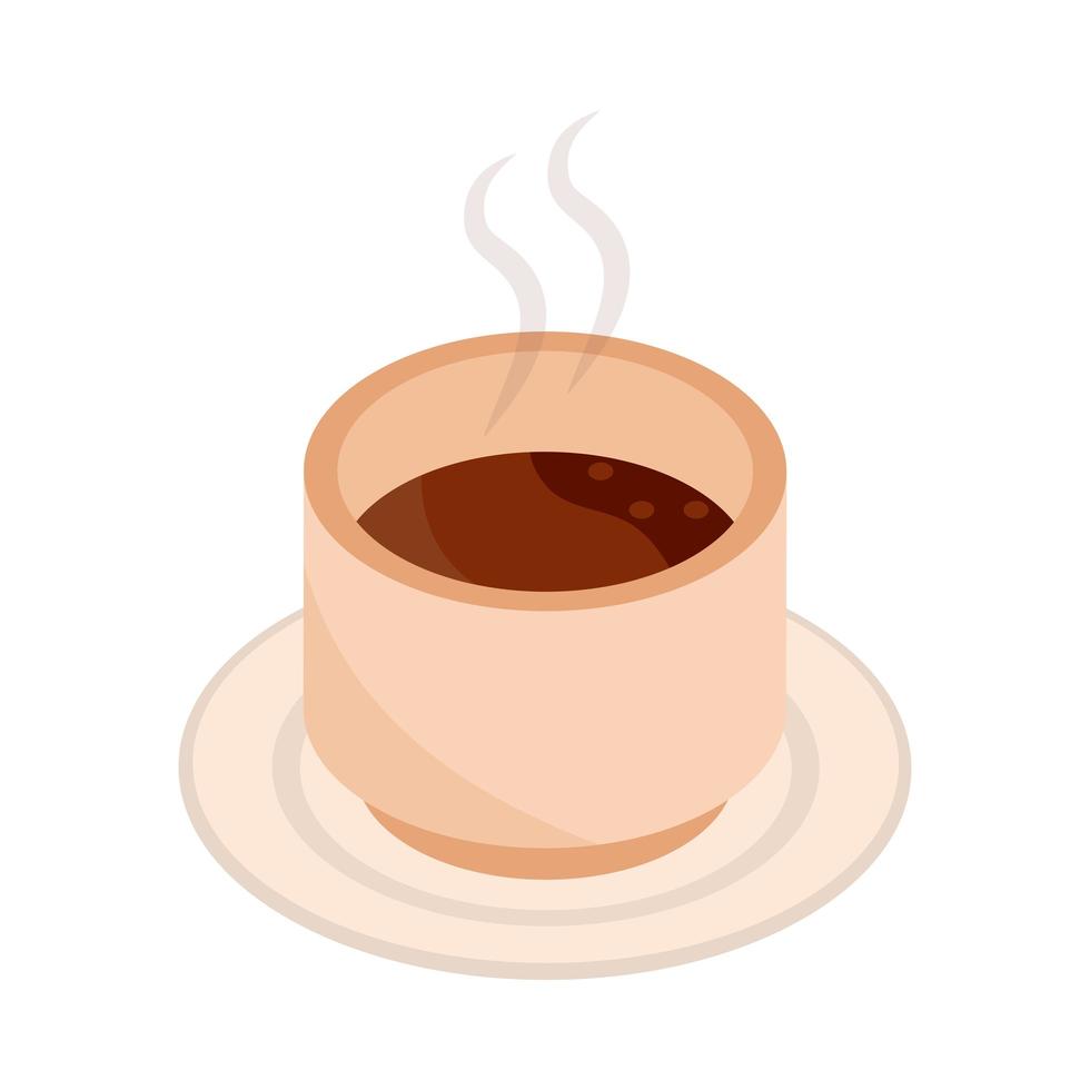 Kaffeetasse auf Untertasse, die isometrisches Icon-Design braut vektor