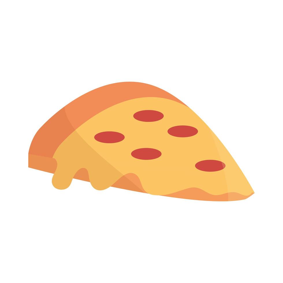 skiva pizza snabbmat meny i tecknad platt ikon vektor