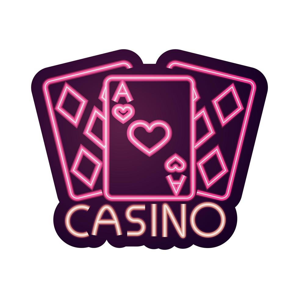 casino poker kort ess spelande neonskylt vektor