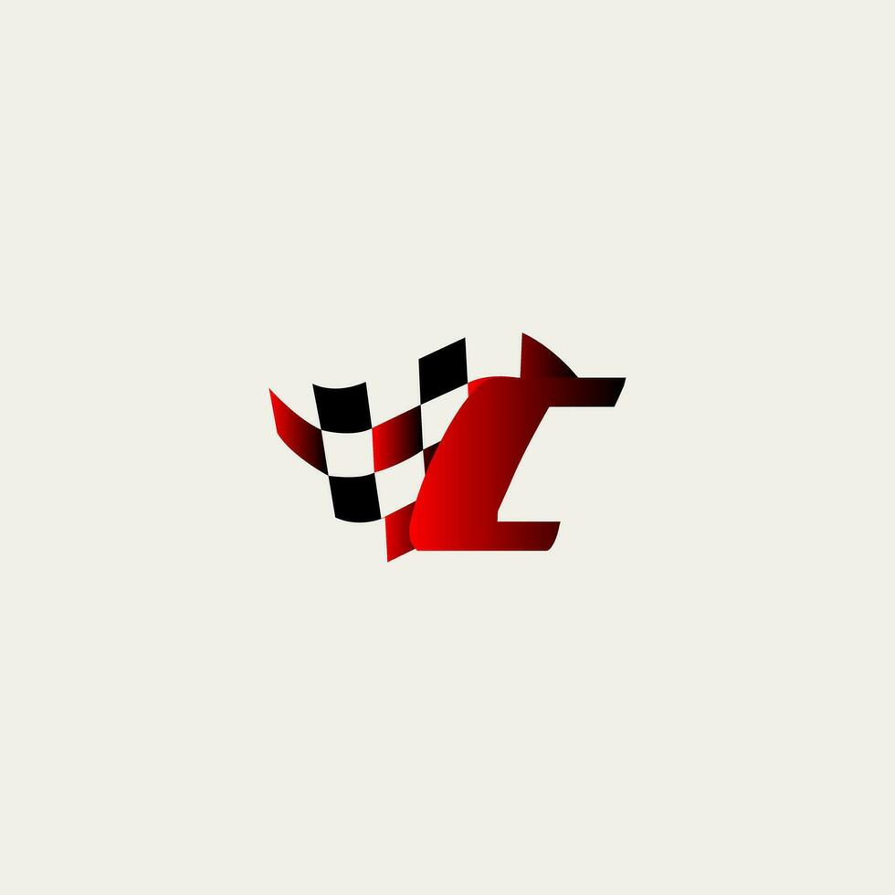Brief c Flagge Rennen Rennen Design Vektor