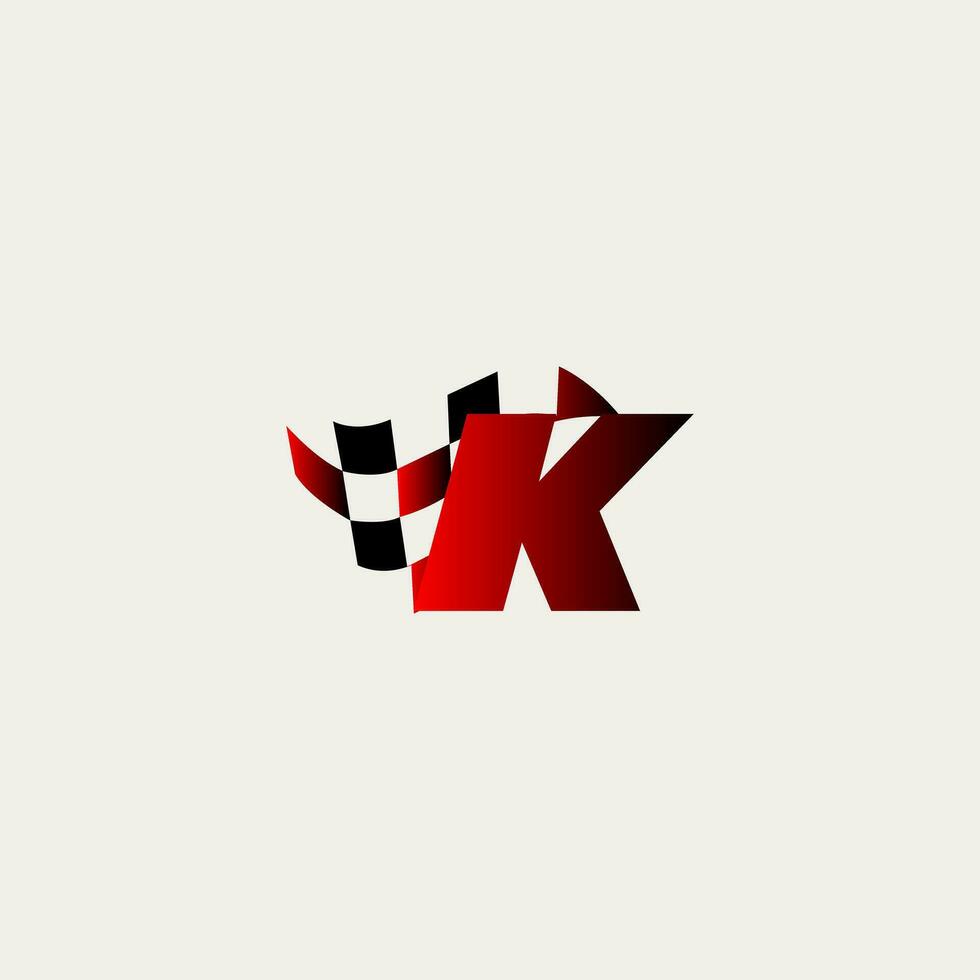 Brief k Flagge Rennen Rennen Design Vektor