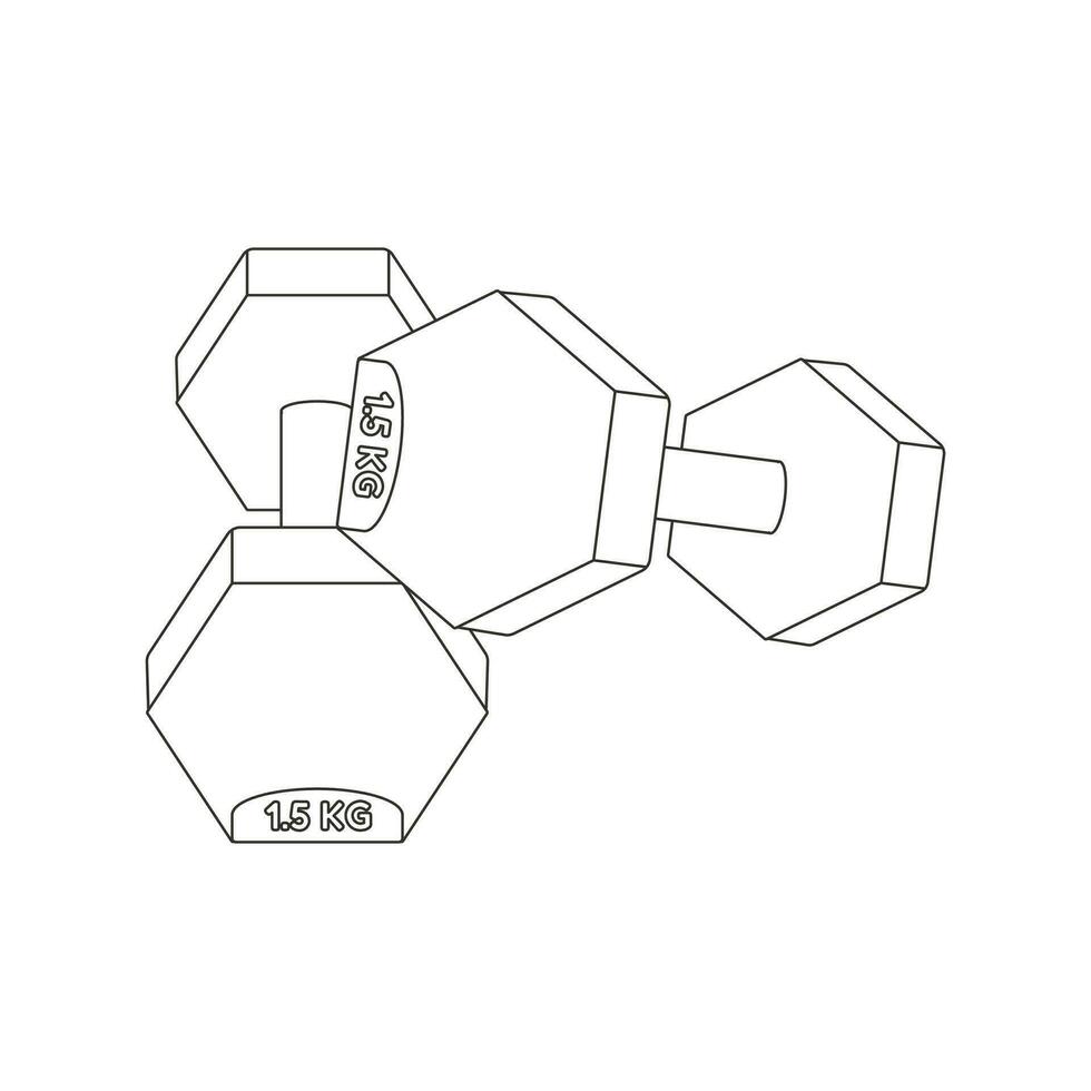 Hanteln. verschiedene Sport Ausrüstung. Fitness Inventar, Fitnessstudio Zubehör. trainieren Zeug bündeln. Linie Kunst. vektor