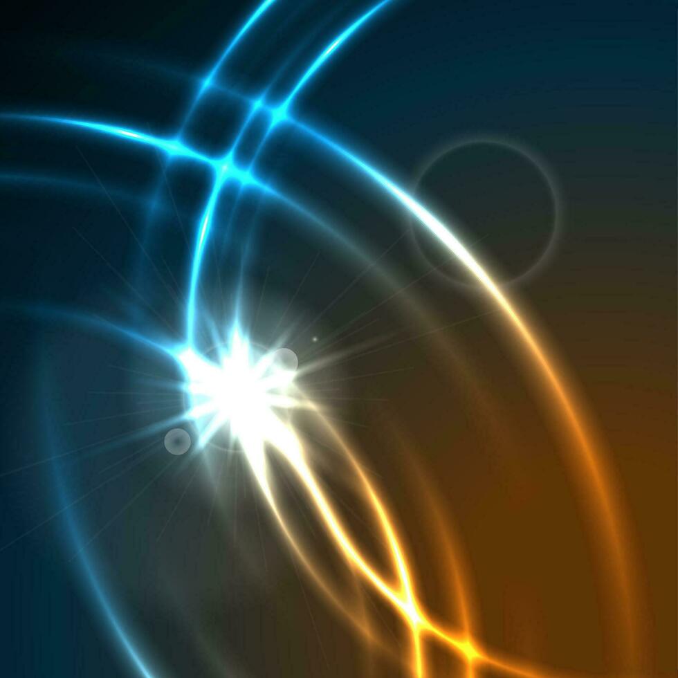 glänzend glühend abstrakt Blau Orange Sci-Fi Hintergrund vektor