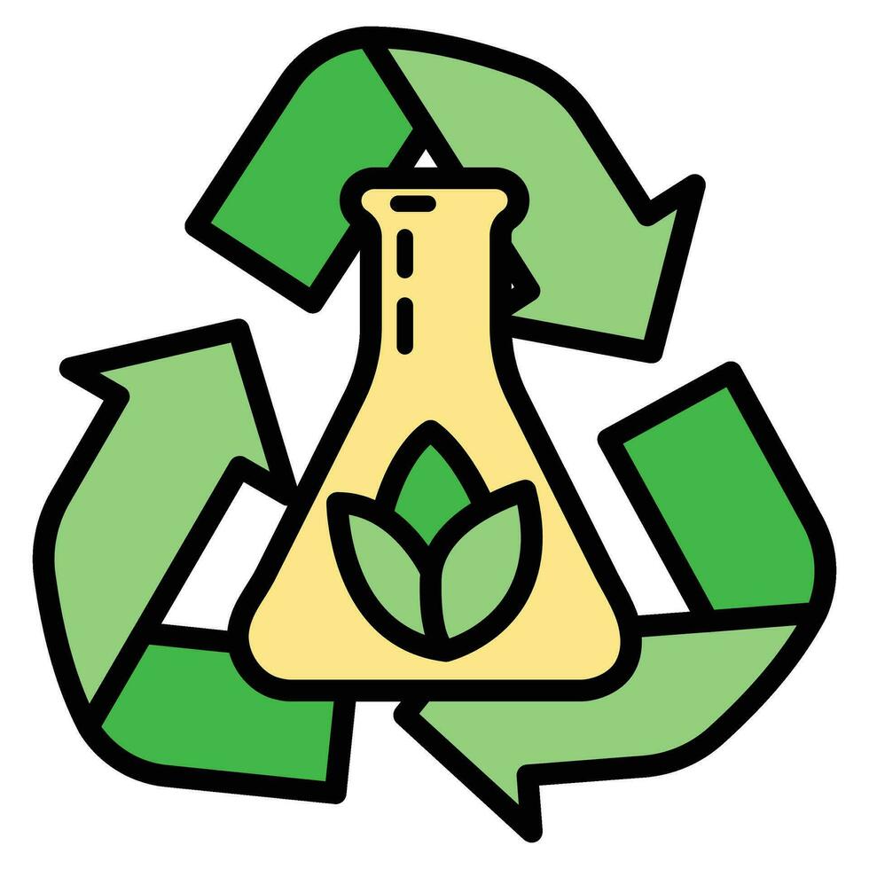 Öko freundlich Alternative Energie Quelle und Abfall Recycling Symbol, Konzept Grün Öko Erde Karikatur einfach eben Vektor Illustration, isoliert auf Weiß.