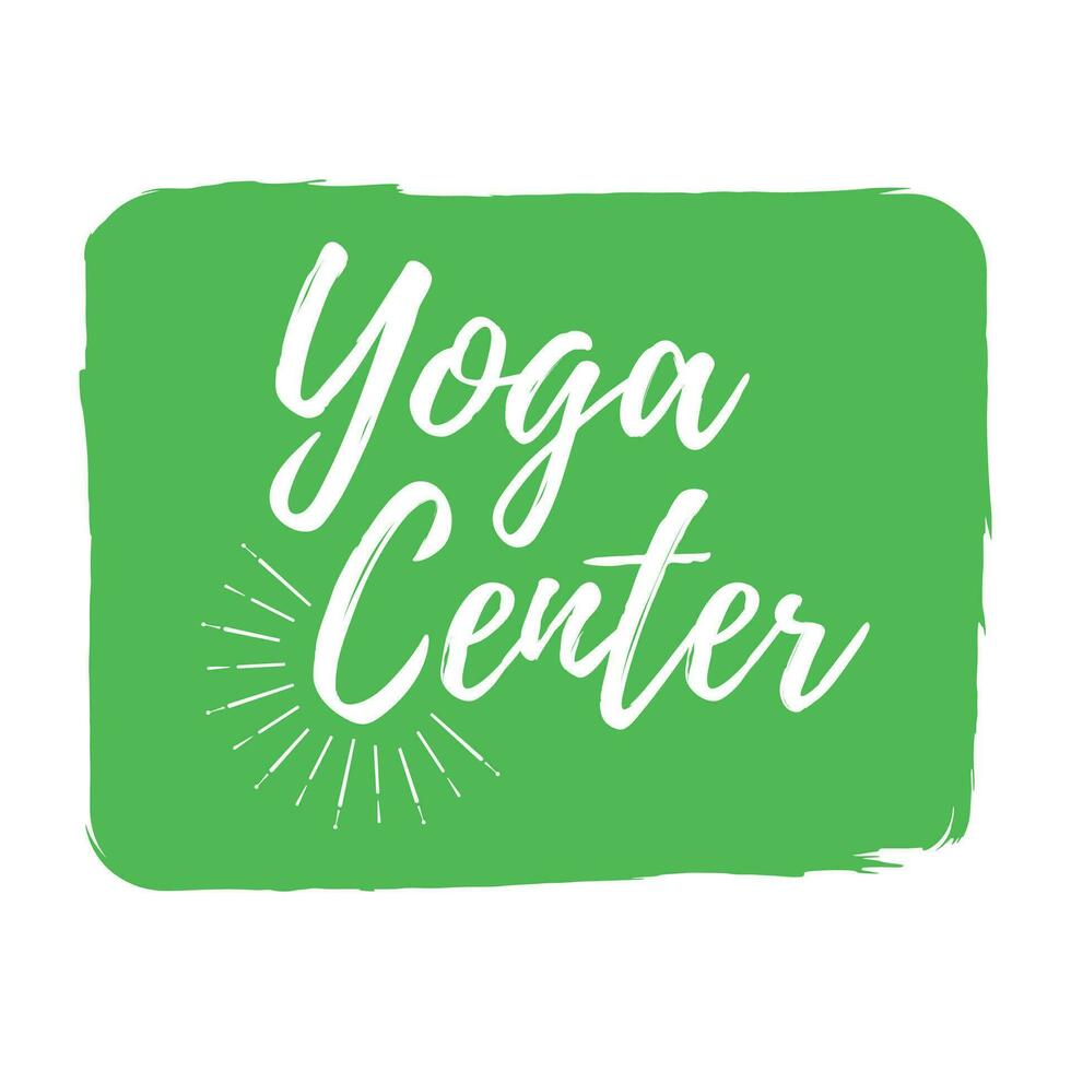 Yoga Center Etikett. Öko Stil und Wellness Leben. gesund Lebensstil Abzeichen. Vektor Illustration Symbol mit Sunburst