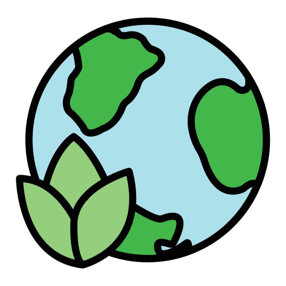 Öko freundlich Alternative Energie Quelle und Abfall Recycling Symbol, Konzept Grün Öko Erde Karikatur einfach eben Vektor Illustration, isoliert auf Weiß.