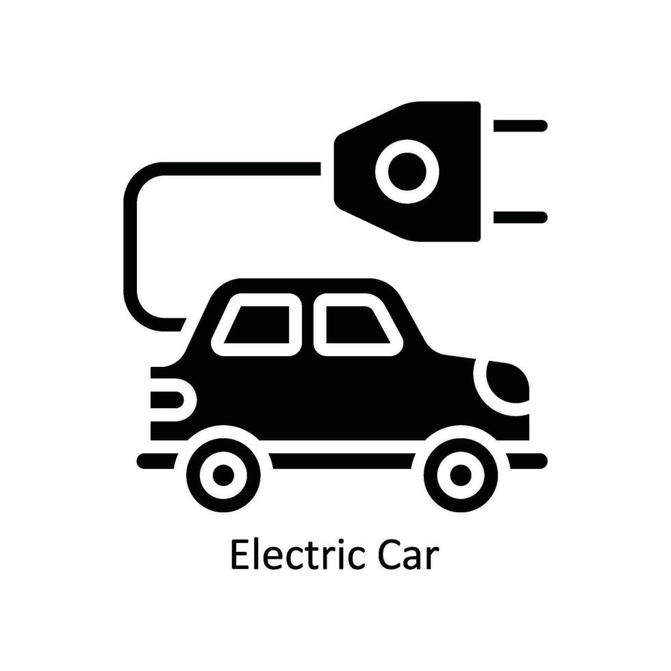 elektrisch Auto Vektor solide Symbol Design Illustration. Natur und Ökologie Symbol auf Weiß Hintergrund eps 10 Datei