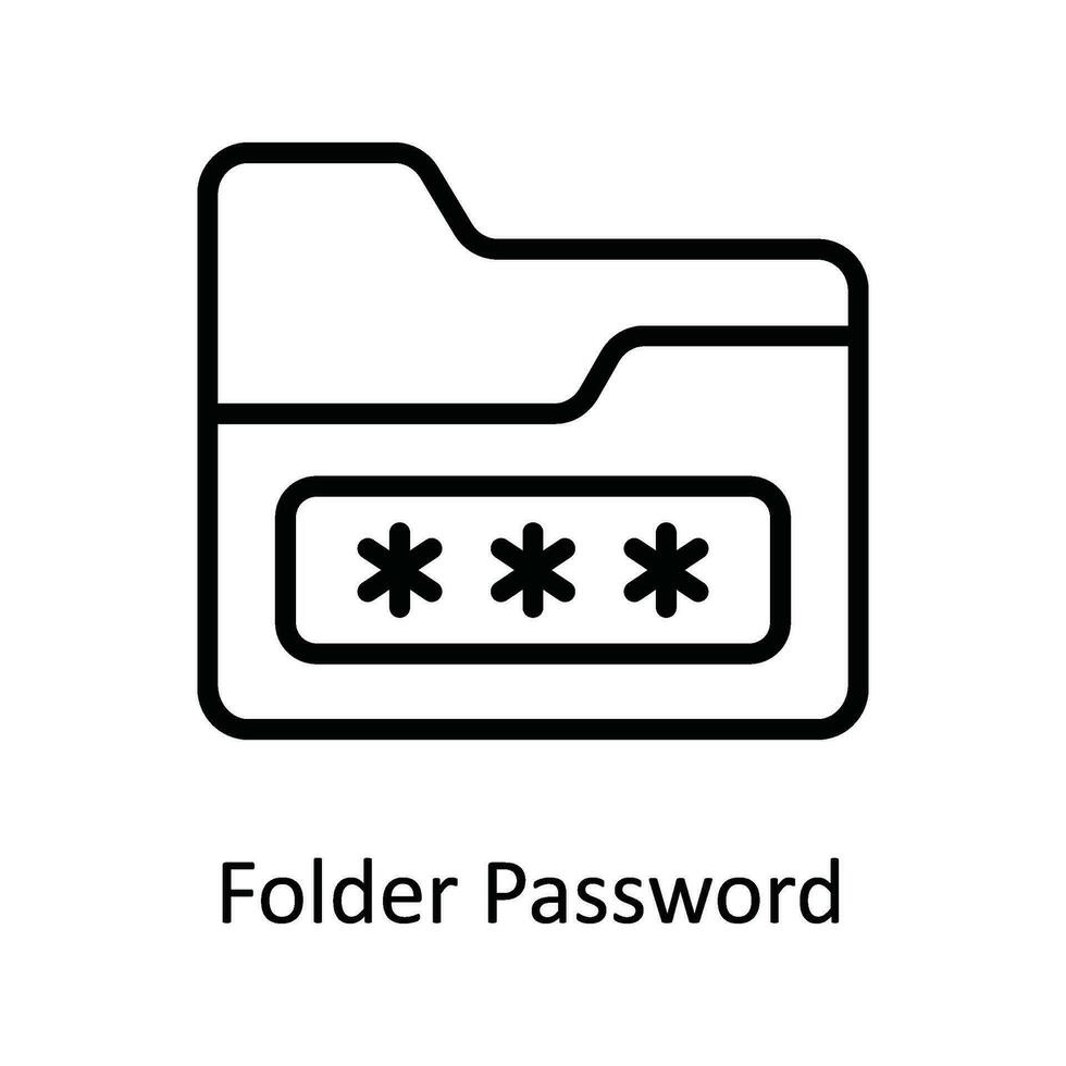 Mappe Passwort Vektor Gliederung Symbol Design Illustration. Cyber Sicherheit Symbol auf Weiß Hintergrund eps 10 Datei